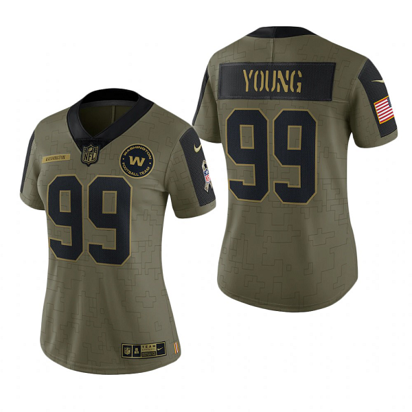 Women's Washington Football Team Chase Young Olive 2021 Salute To Service Limited Jersey