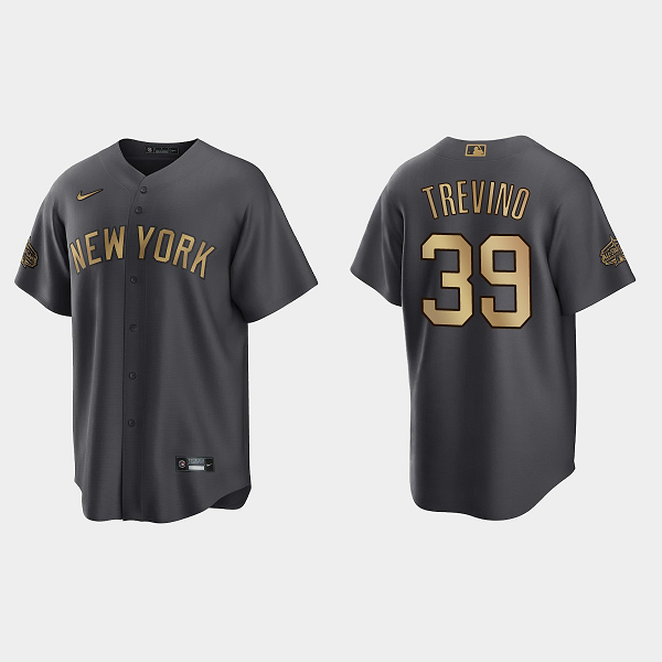 Men's New York Yankees #39 Jose Trevino 2022 MLB All-Star Game Cool Base Jersey - Charcoal