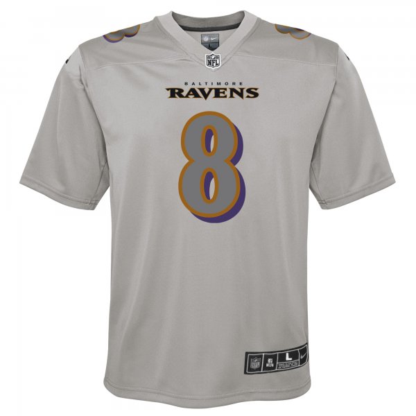 Youth Baltimore Ravens Lamar Jackson Nike Gray Atmosphere Fashion Game Jersey