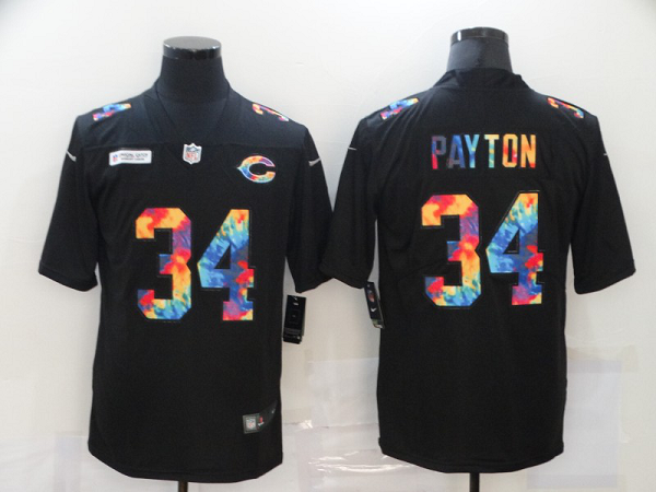 Men's Chicago Bears #34 Walter Payton Multi-Color Black 2020 NFL Crucial Catch Vapor Untouchable Nike Limited Jersey