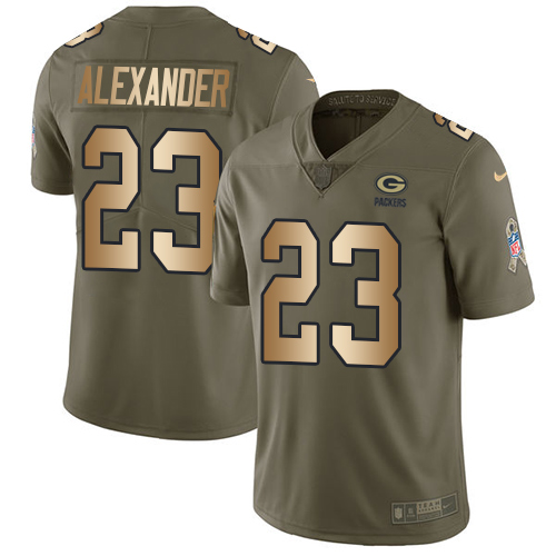 Nike Green Bay Packers #23 Jaire Alexander Olive/Gold Men's Stitched NFL Limited 2017 Salute To Service Jersey