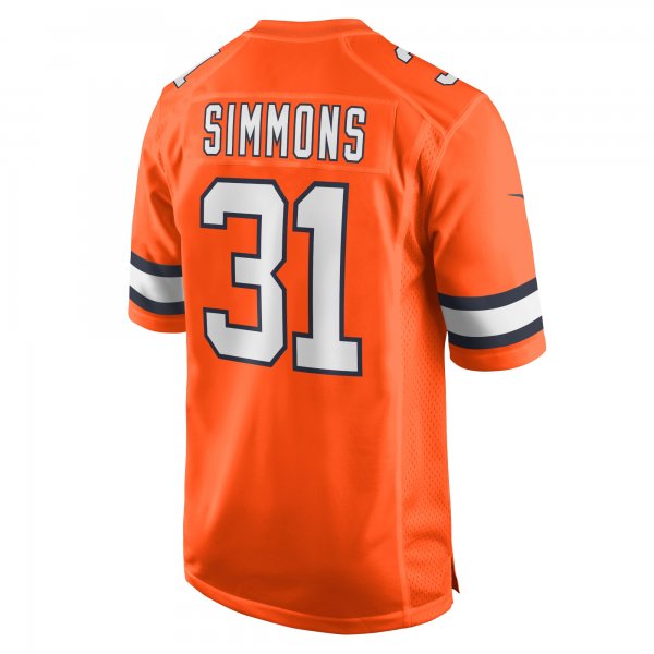 Men's Denver Broncos Justin Simmons Nike Orange Alternate Game Jersey