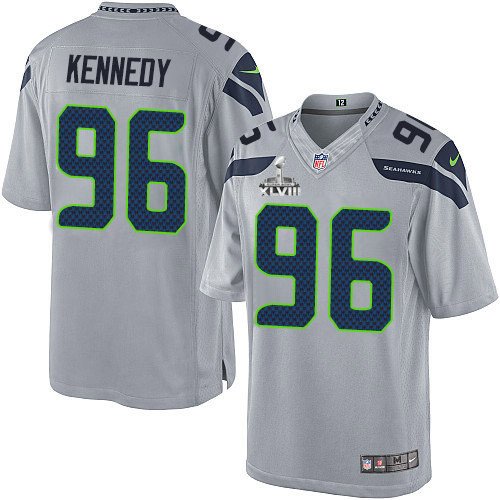 Seattle Seahawks Super Bowl XLVIII #96 Men's Cortez Kennedy Limited Alternate Grey Jersey