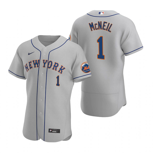 Men's New York Mets #1 Jeff McNeil Gray Flex Base MLB Road Jersey