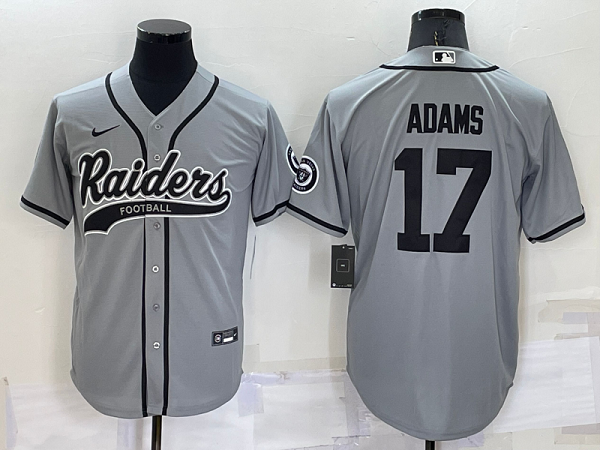 Men's Las Vegas Raiders #17 Davante Adams Grey Stitched Baseball Cool Base Jersey