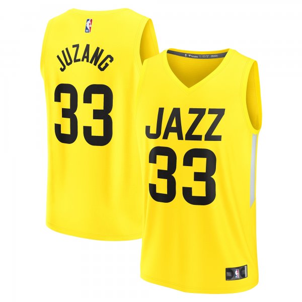 Men's Utah Jazz Johnny Juzang Fanatics Yellow Fast Break Replica Player Jersey - Icon Edition