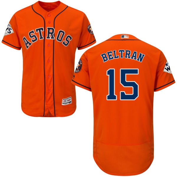 Houston Astros #15 Carlos Beltran Orange Flexbase Collection 2017 World Series Bound Stitched MLB Jersey