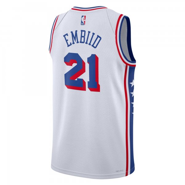 Youth Philadelphia 76ers Joel Embiid Nike White Swingman Jersey - Association Edition