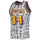 Men's Los Angeles Lakers Shaquille O'Neal Mitchell & Ness White 1996/97 Hardwood Classics Doodle Swingman Jersey