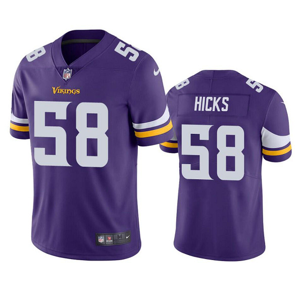 Men's Minnesota Vikings #58 Jordan Hicks Purple Vapor Limited NFL Jersey