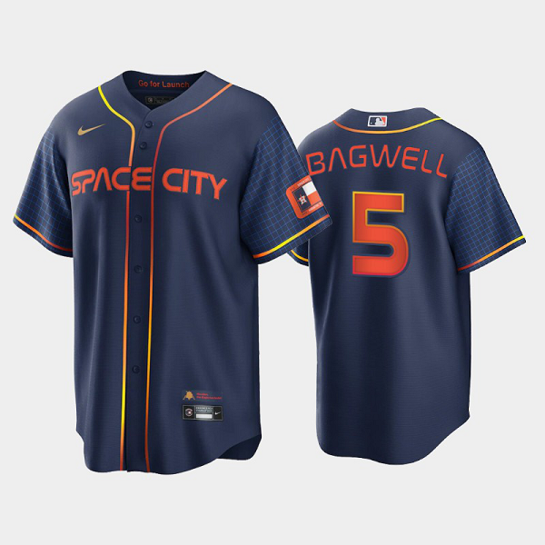 Men's 2022 City Connect Houston Astros #5 Jeff Bagwell Cool Base Navy MLB Jersey