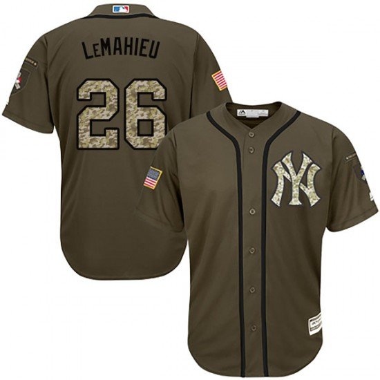 Youth New York Yankees #26 DJ LeMahieu Green Salute to Service by Majestic MLB Jersey