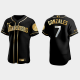 Men's Seattle Mariners #7 Marco Gonzales Black Golden Edition Flex Base MLB Jersey