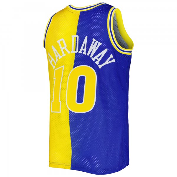 Men's Golden State Warriors Tim Hardaway Mitchell & Ness Royal/Gold Hardwood Classics 1990/91 Split Swingman Jersey