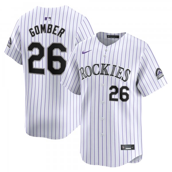 Men's Colorado Rockies Austin Gomber Nike White Home Limited Player Jersey