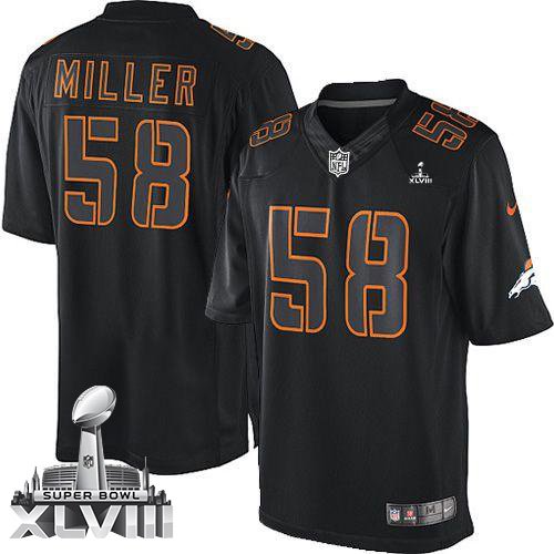 Nike Denver Broncos #58 Von Miller Black Super Bowl XLVIII Men's Stitched NFL Impact Limited Jersey