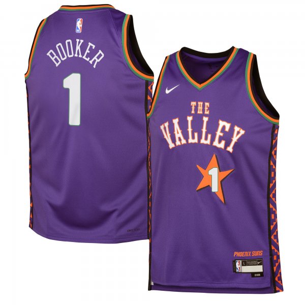 Devin Booker #1 Phoenix Suns Nike Youth 2024/25 Swingman City EditionPurple Player Jersey