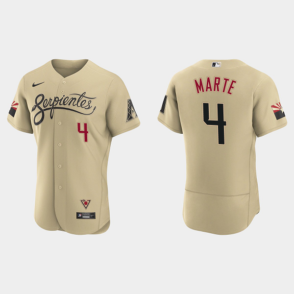 Men's Arizona Diamondbacks #4 Ketel Marte Gold 2021 MLB City Connect Flex Base Jersey