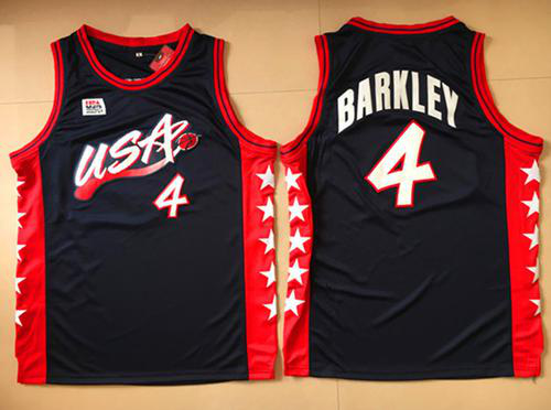 Nike Men's Team USA #4 Charles Barkley Navy Blue 1996 Dream Team Stitched NBA Jersey