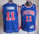 Men's Throwback Detroit Pistons #11 Thomas Blue Stitched NBA Jersey