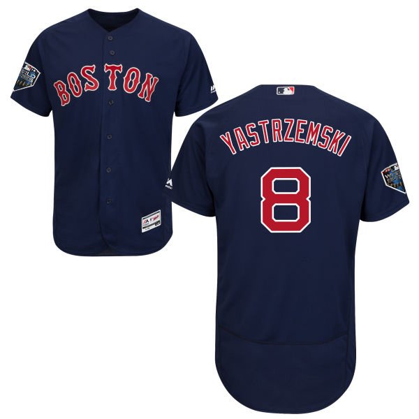 Boston Red Sox #8 Carl Yastrzemski Navy Blue Flexbase Collection 2018 World Series Stitched MLB Jersey