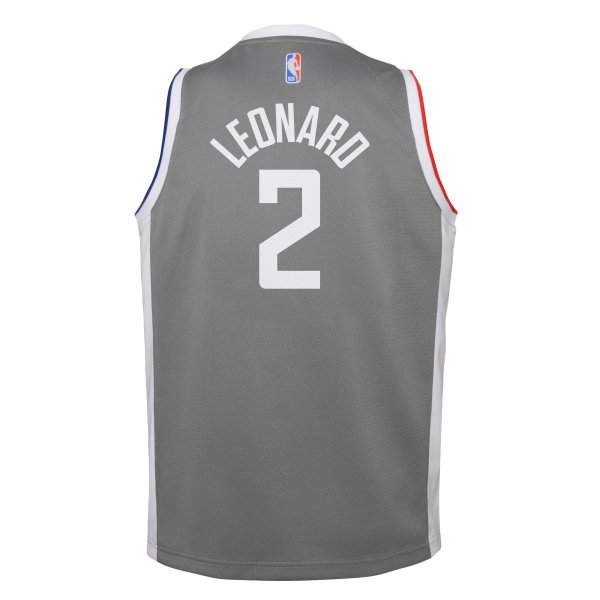 Youth LA Clippers Kawhi Leonard Nike Gray 2020/21 Swingman Player Jersey - Earned Edition