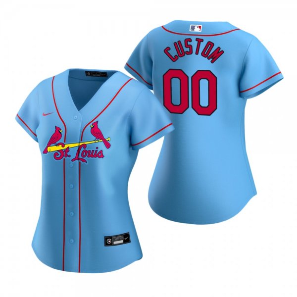 Women's St. Louis Cardinals Custom Nike Light Blue 2020 Alternate Jersey