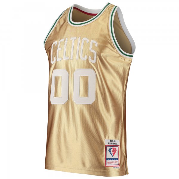 Men's Boston Celtics Robert Parish Gold Mitchell & Ness 75th Anniversary 1985/86 Hardwood Classics Swingman Jersey