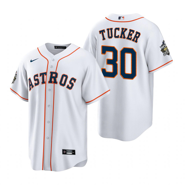 Men's Houston Astros Kyle Tucker White 2022 World Series Cool Base Jersey