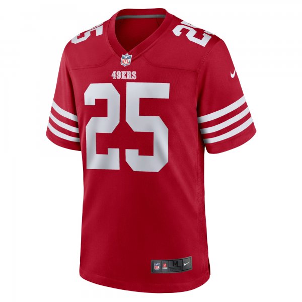 Men's San Francisco 49ers Elijah Mitchell Nike Scarlet Team Player Game Jersey