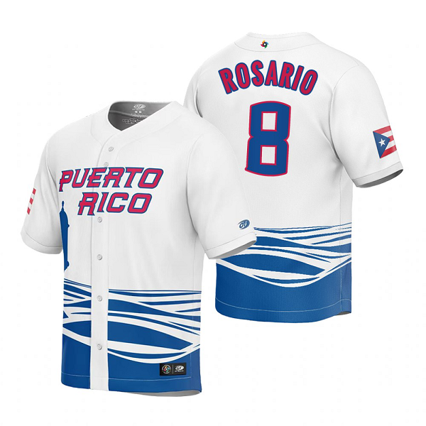 Puerto Rico Baseball Eddie Rosario White 2023 World Baseball Classic Jersey