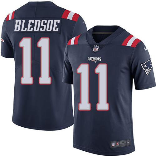 Nike New England Patriots #11 Drew Bledsoe Navy Blue Men's Stitched NFL Limited New Color Rush Jersey