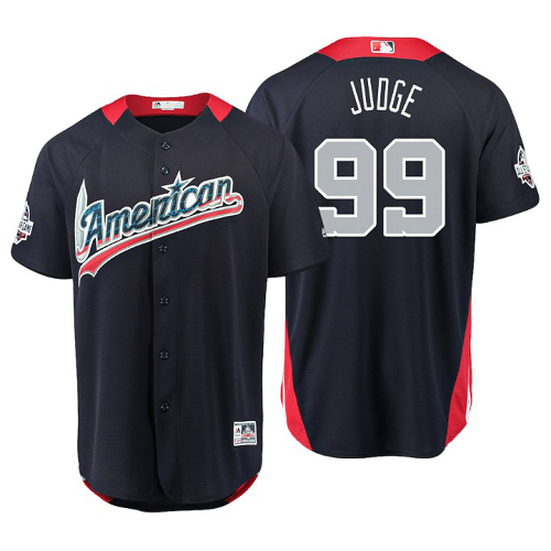 Men's 2018 MLB All Star American League #99 Aaron Judge Navy Home Run Derby Cool Base Jersey