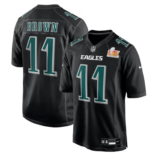 Men's Philadelphia Eagles #11 A.J. Brown Nike Carbon Black Super Bowl LIX Fashion Game Stitched Jersey