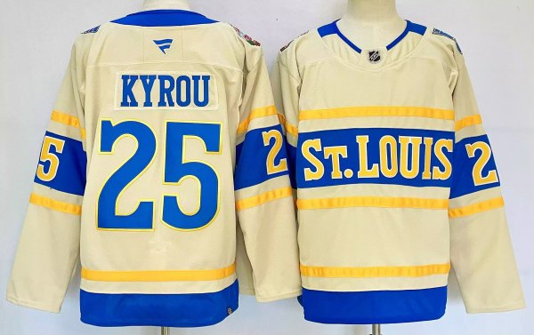 Men's #25 Jordan Kyrou St.Louis Blues Yellow City Edition Jersey