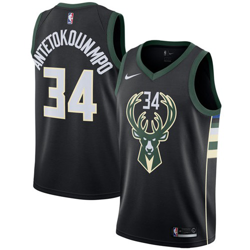 Nike Men's Milwaukee Bucks #34 Giannis Antetokounmpo Black Swingman Statement Edition NBA Jersey