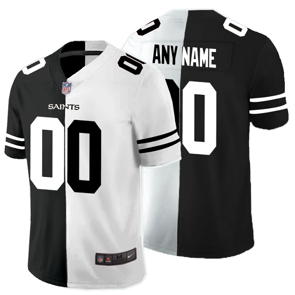 Men's NFL New Orleans Saints Custom Black White Peaceful Coexisting Split 2020 Vapor Untouchable Stitched Limited Jersey