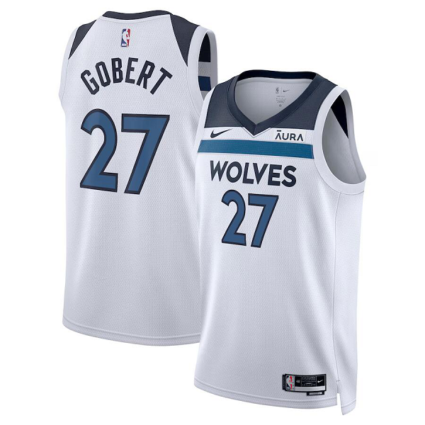 Youth Unisex Nike #27 Rudy Gobert White Minnesota Timberwolves Swingman Badge Jersey - Association Edition