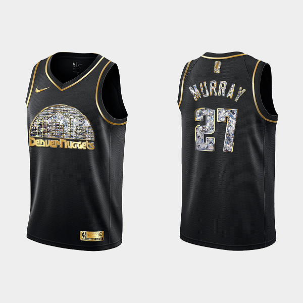 Men's Denver Nuggets 2022 NBA Playoffs Jamal Murray #27 Diamond Edition Retro Logo Black Jersey