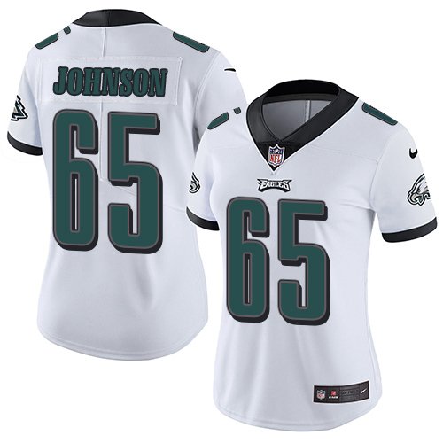 Nike Philadelphia Eagles #65 Lane Johnson White Women's Stitched NFL Vapor Untouchable Limited Jersey