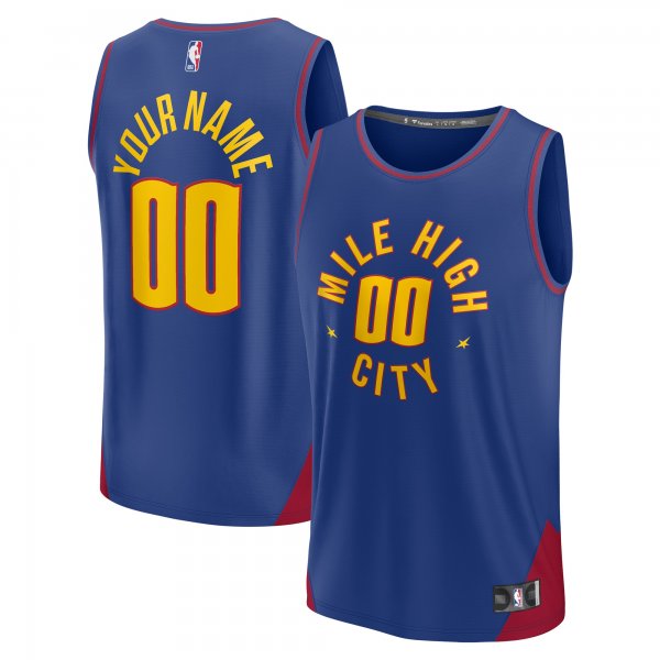 Men's Denver Nuggets  Fanatics Blue 2022/23 Fast Break Custom Replica Jersey - Statement Edition