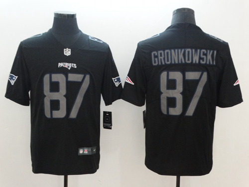 Nike New England Patriots #87 Rob Gronkowski Black Men's Stitched NFL Limited Rush Impact Jersey