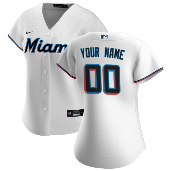 Women's Miami Marlins Nike White Home Replica Custom Jersey