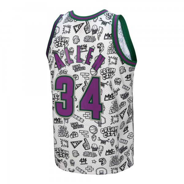 Men's Milwaukee Bucks Ray Allen Mitchell & Ness White 2000/01 Swingman Jersey