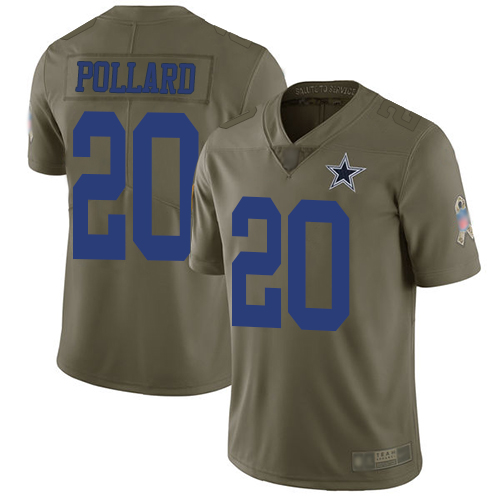 Men's Dallas Cowboys #20 Tony Pollard Olive Stitched NFL Limited 2017 Salute To Service Jersey