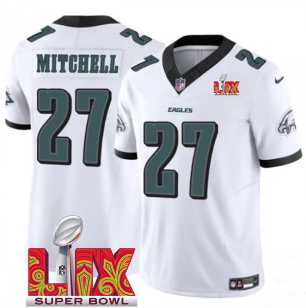 Youth Philadelphia Eagles #27 Quinyon Mitchell White Super Bowl LIX F.U.S.E. Vapor Limited Stitched Jersey