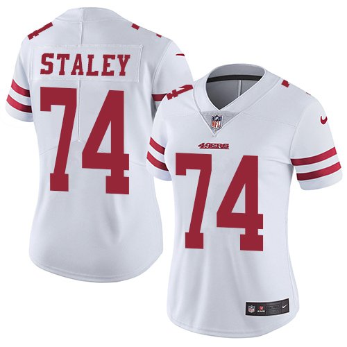 Nike San Francisco 49ers #74 Joe Staley White Women's Stitched NFL Vapor Untouchable Limited Jersey