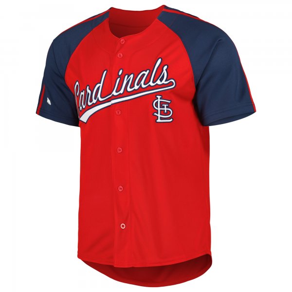 Men's St. Louis Cardinals Stitches Red Button-Down Raglan Fashion Jersey