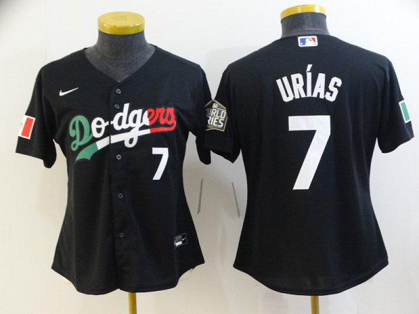 Women's Nike Los Angeles Dodgers #7 Julio Urias Black Cool Base MLB Stitched Jersey