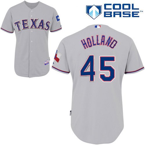 Texas Rangers #45 Derek Holland Stitched MLB Grey Cool Base Jersey